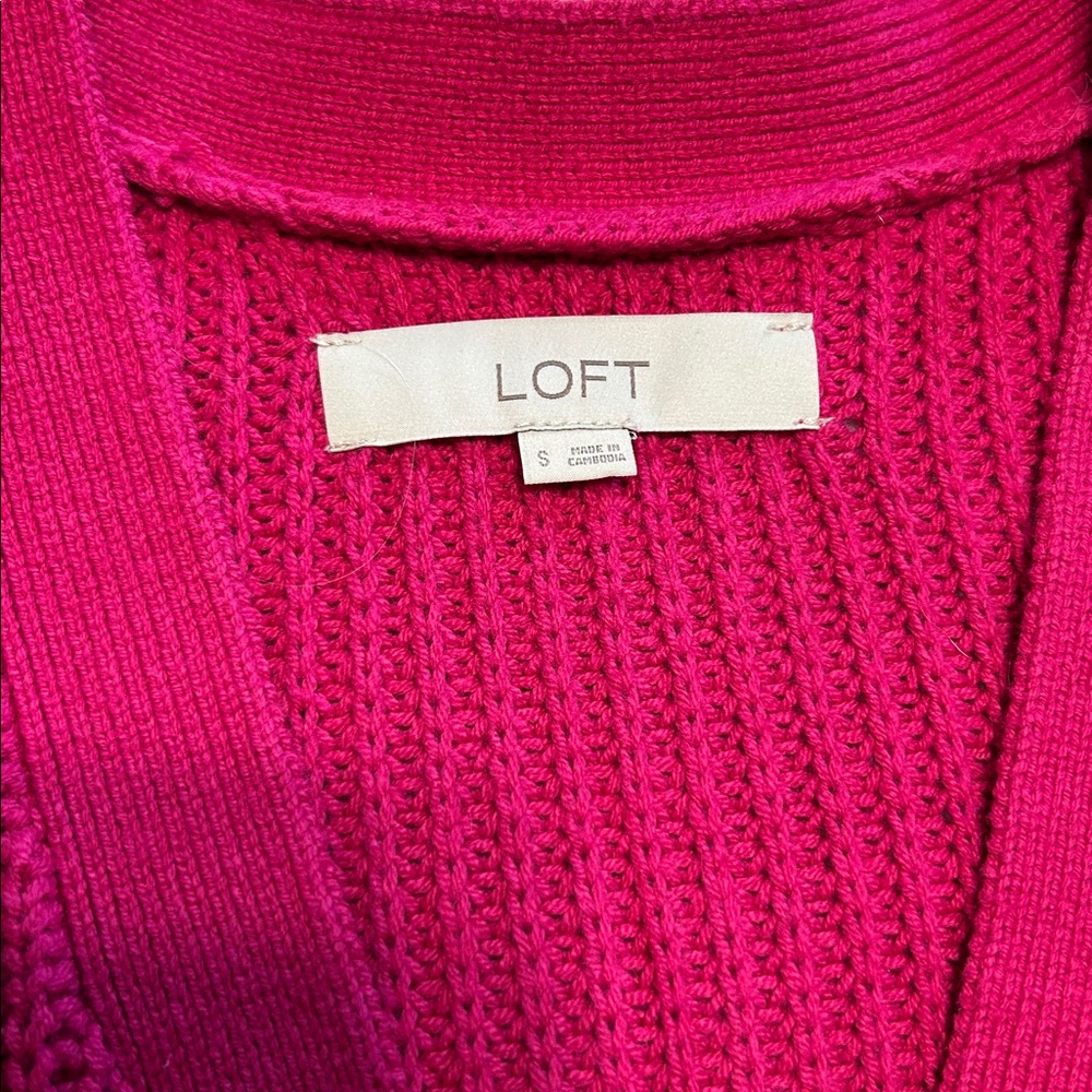 LOFT Fuchsia Button-Up Cardigan - Picture 3 of 5